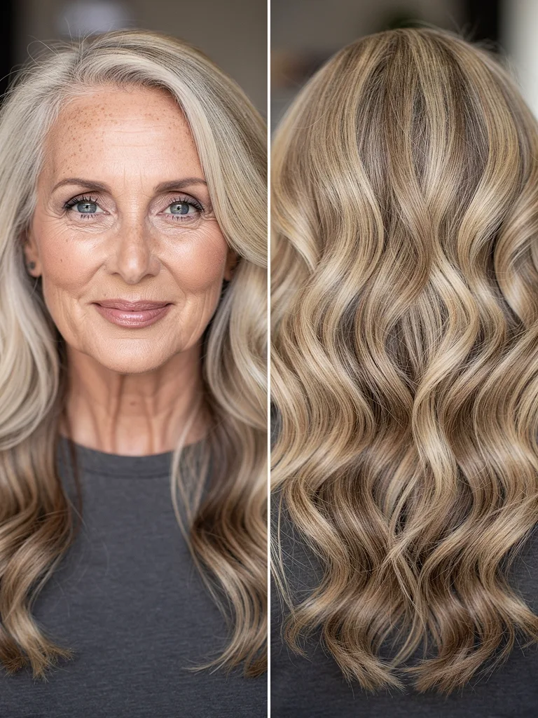 Long Voluminous Wavy Layers with Honey Highlights